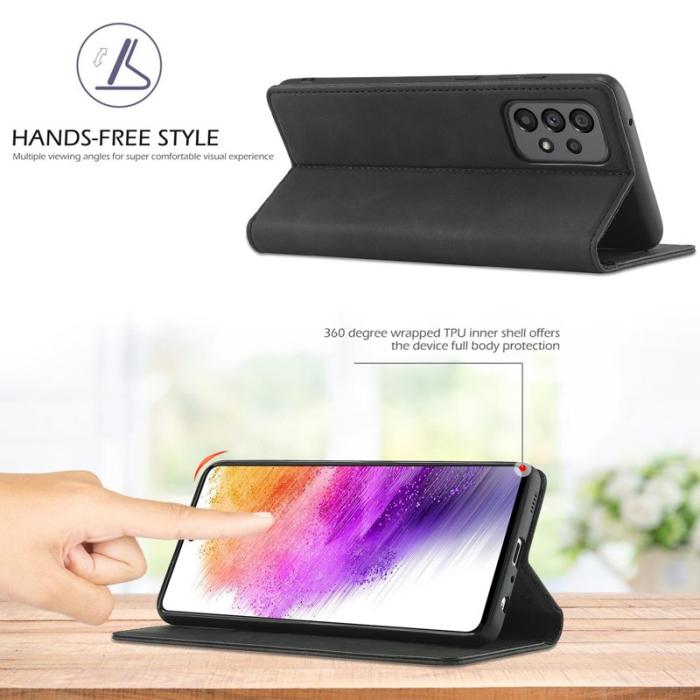 LC.imeeke - LC.IMEEKE Style Konstläder Plånboksfodral Samsung Galaxy A73 5G - Svart