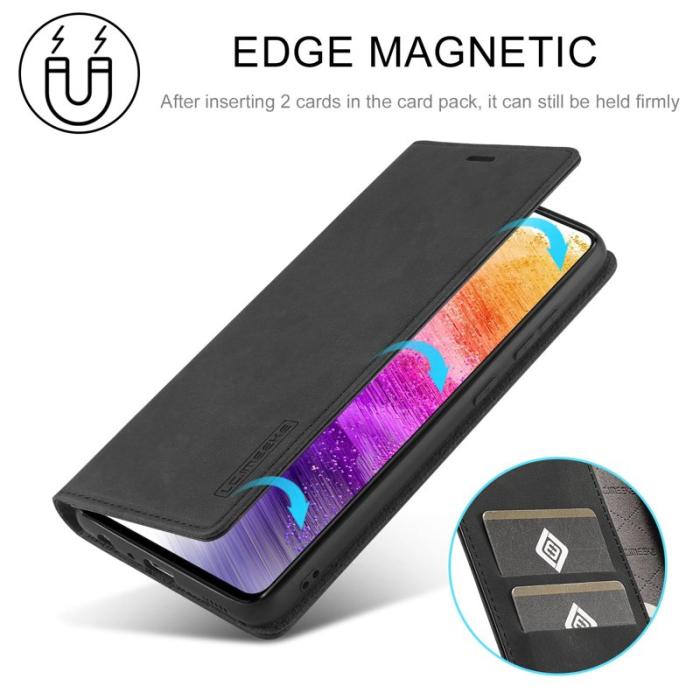 LC.imeeke - LC.IMEEKE Style Konstläder Plånboksfodral Samsung Galaxy A73 5G - Svart