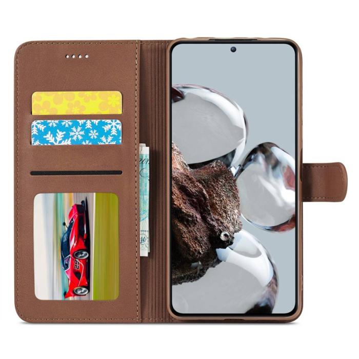 LC.imeeke - LC.IMEEKE Xiaomi 12T 5G Plånboksfodral Konstläder - Brun