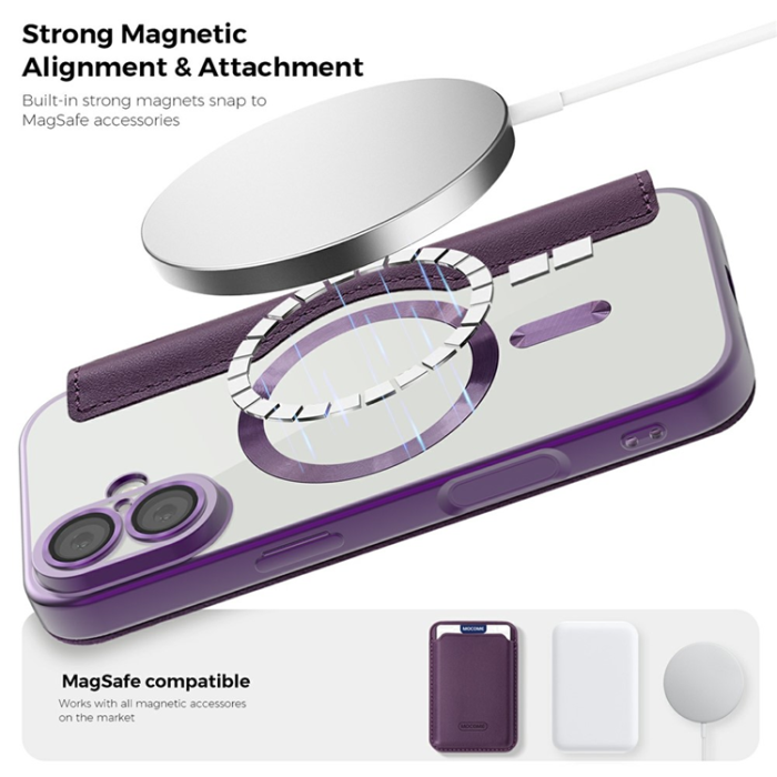 A-One Brand - iPhone 17 Plånboksfodral MagSafe RFID - Mörklila