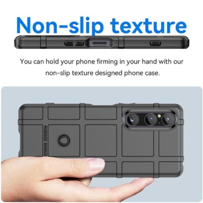 A-One Brand - Sony Xperia 1 V Mobilskal Rugged Square Grid - Svart