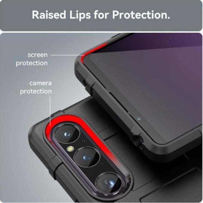A-One Brand - Sony Xperia 1 V Mobilskal Rugged Square Grid - Svart