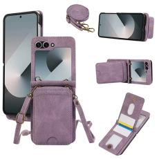 A-One Brand - Galaxy Z Flip7 Plånboksfodral Kickstand med Axelrem - Lila