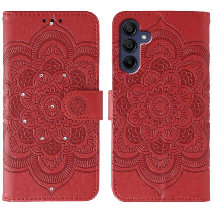 OEM - Samsung Galaxy S26 Plus Skal PU Läder Mandala Mönster - Röd