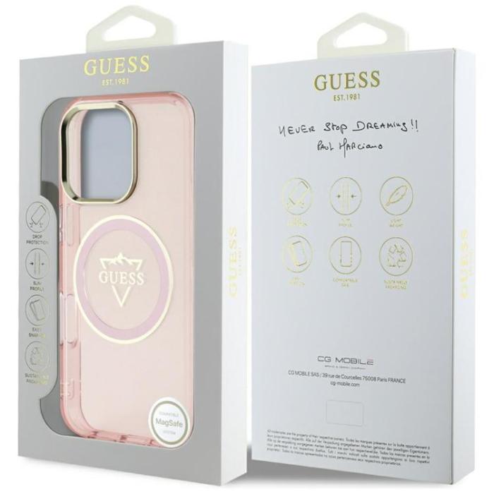 Guess - Guess iPhone 16 Pro Mobilskal MagSafe IML Mountain Logo - Rosa