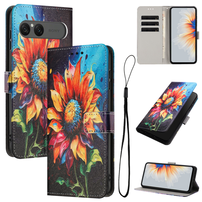 A-One Brand - Sony Xperia 10 VII Plånboksfodral Pattern Printing - Sunflower