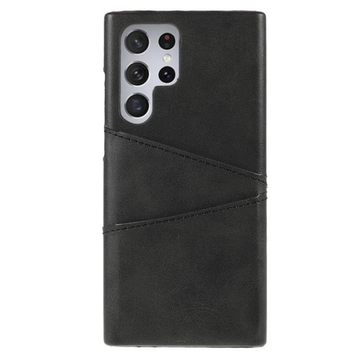 OEM - Kortplats Läder Skal Galaxy S22 Plus - Svart