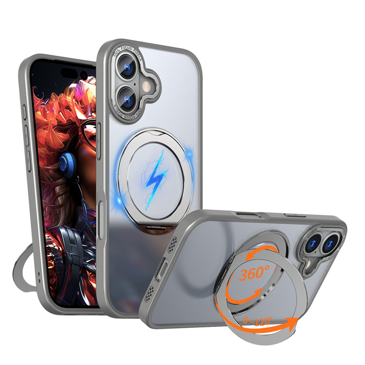 iPhone 17 Mobilskal MagSafe TPU + Acrylic Kickstand - Titangrå | 2353 | AlltMobil