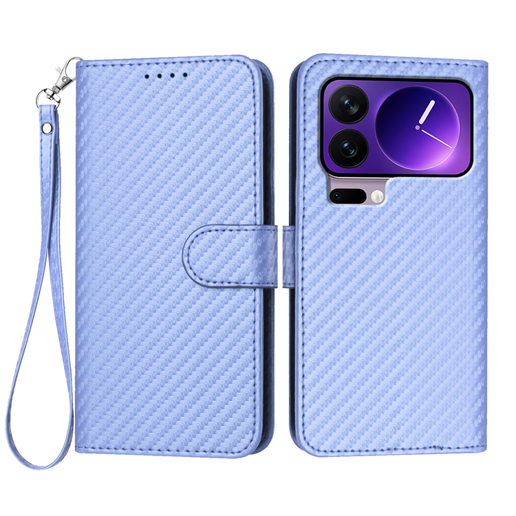 Xiaomi 17 Pro Konstläder Plånboksfodral Carbon Fiber (Lila)