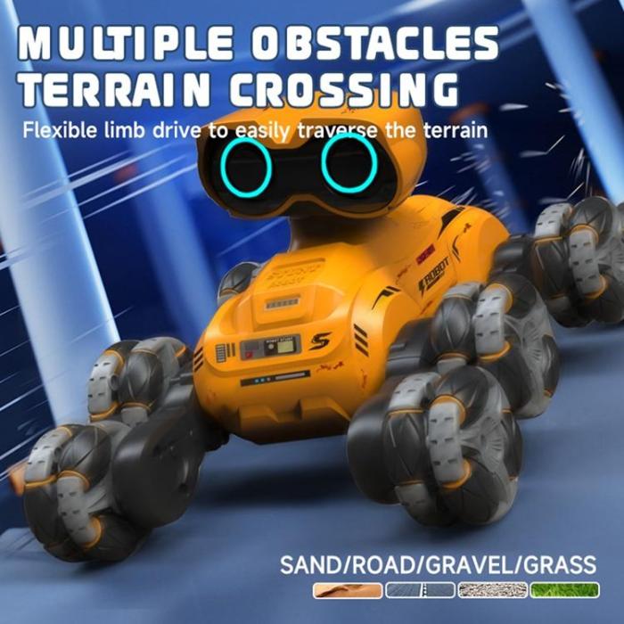 OEM - 8 Hjuls Stunt Robot RC Bil med LED-ljus Musik för Barn (Ålder 4+) YT6639 - Gul