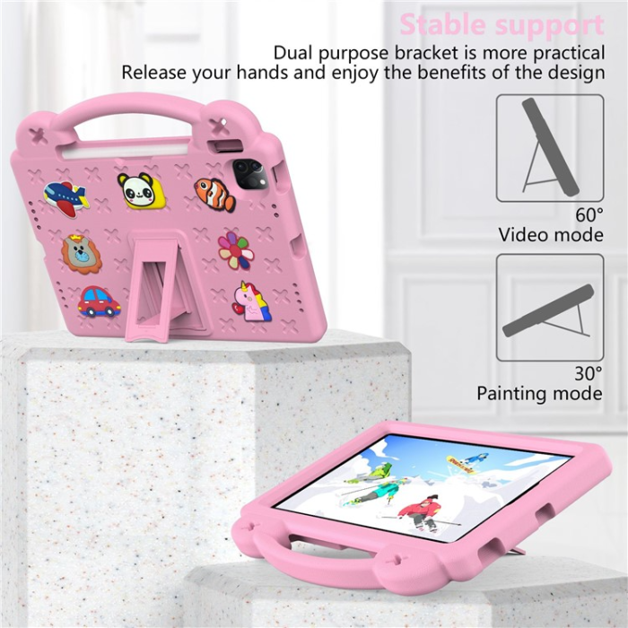 UTGATT - iPad Pro 11 (2018/2020/2021/2022) Skal EVA Kickstand Shockproof - Rosa