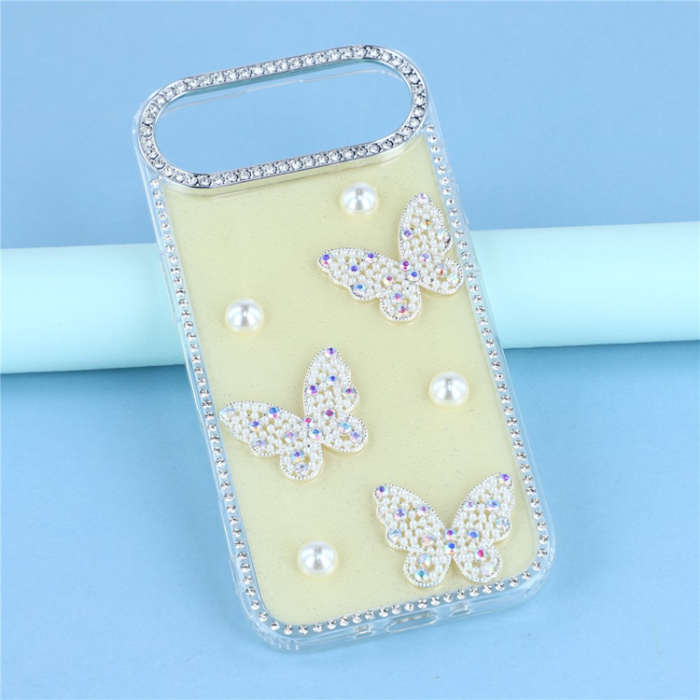 A-One Brand - iPhone Air Mobilskal Rhinestone Edge Pearl Butterfly