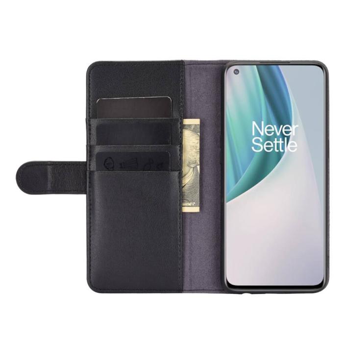 A-One Brand - Genuine Split Plånboksfodral till OnePlus Nord N10 - Svart