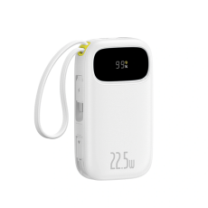 BASEUS - Baseus Powerbank 10000mAh med 2 Built-in Kablar 22.5W - Vit