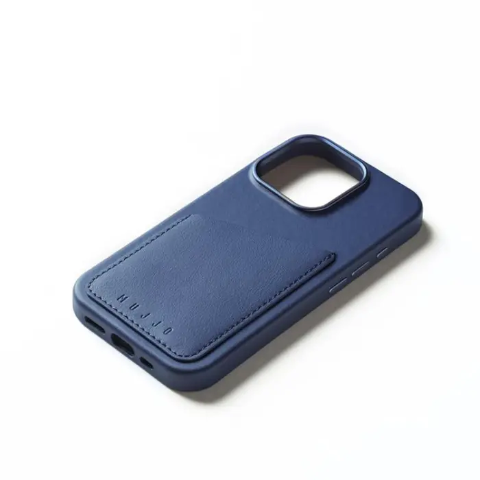 Mujjo - Mujjo iPhone 16 Pro Mobilskal MagSafe Korthållare - Blå