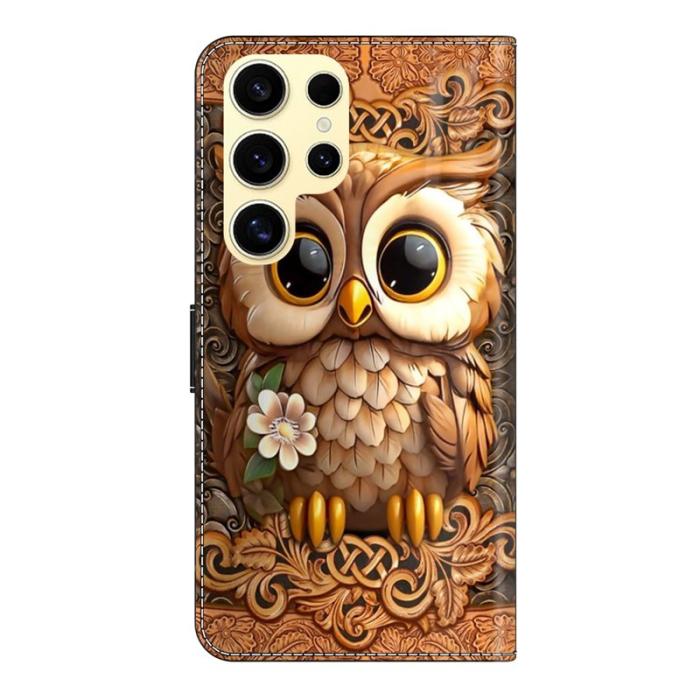 OEM - Mobilskal till Samsung Galaxy S26 Ultra TPU + KonstLäder - Röd Uggla