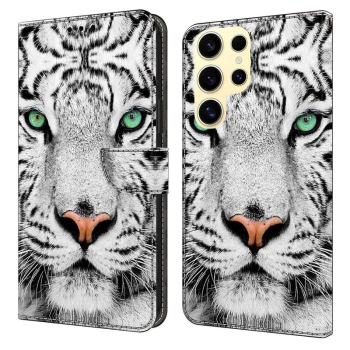 OEM - Mobilskal till Samsung Galaxy S26 Ultra TPU + KonstLäder Tiger Ansikte - Svart