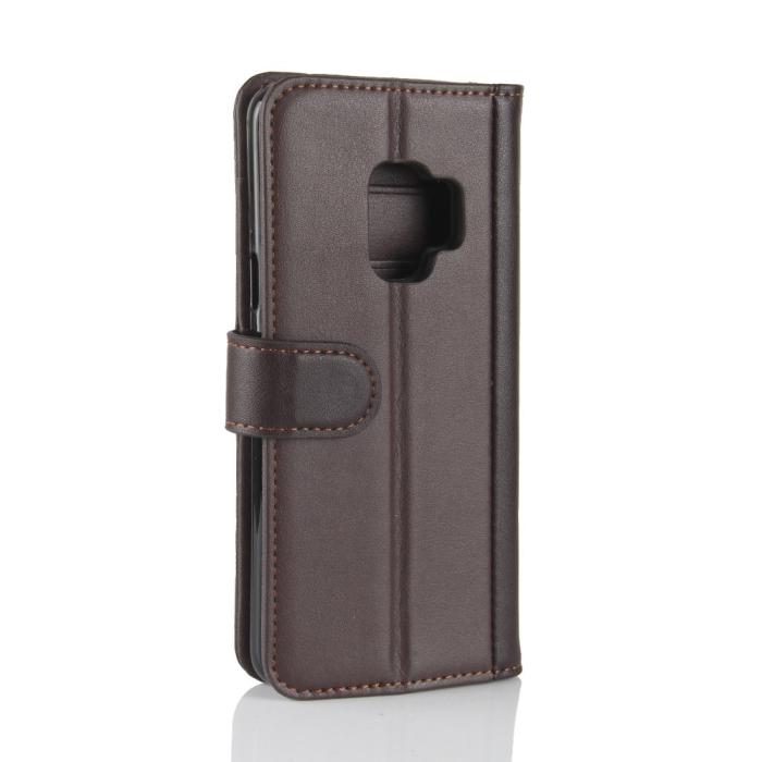 A-One Brand - Genuine Split Plånboksfodral till Samsung Galaxy S9 - Brun