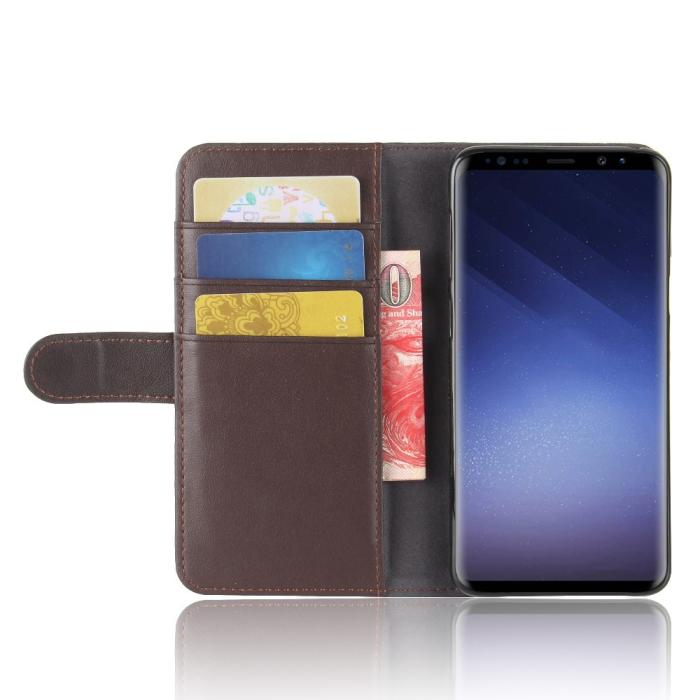 A-One Brand - Genuine Split Plånboksfodral till Samsung Galaxy S9 - Brun