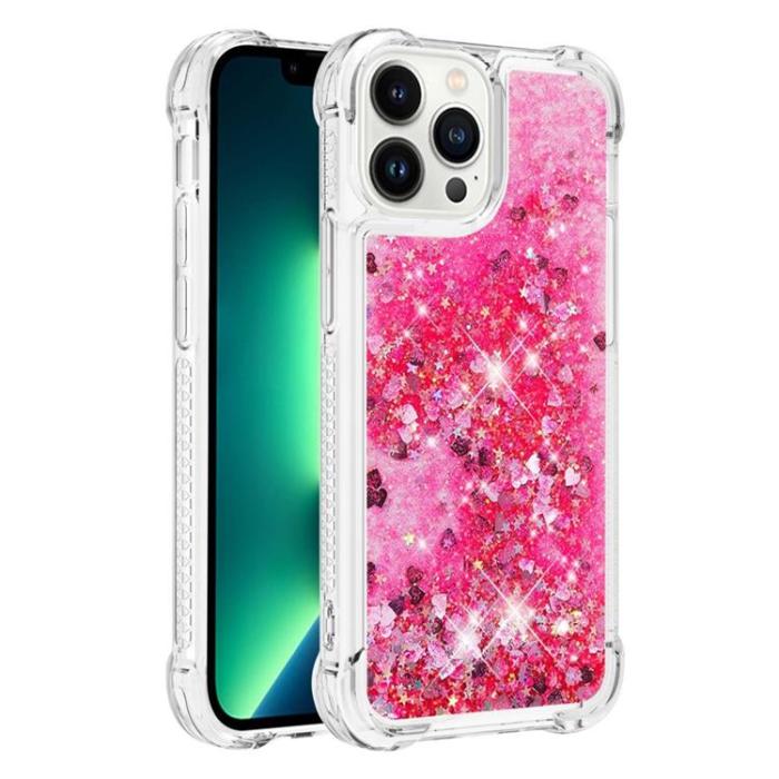 OEM - iPhone 14 Pro Skal Liquid Floating Glitter - Rosa