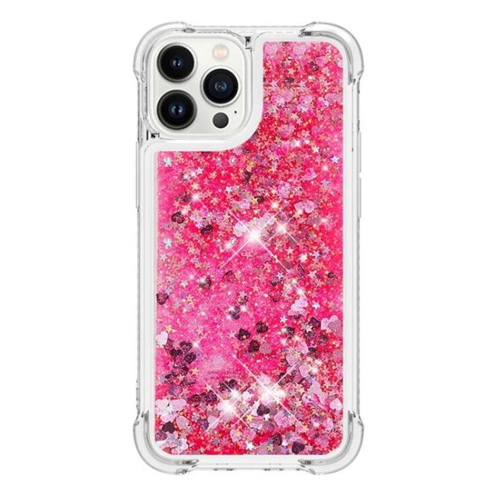 OEM - iPhone 14 Pro Skal Liquid Floating Glitter - Rosa