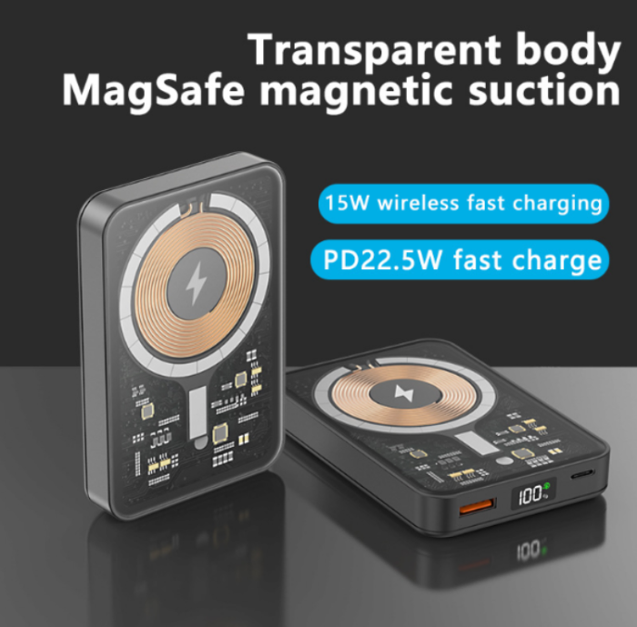 A-One Brand - Magsafe Ultra-Thin Magnetic Trådlös Powerbank 10000 mAh - Clear