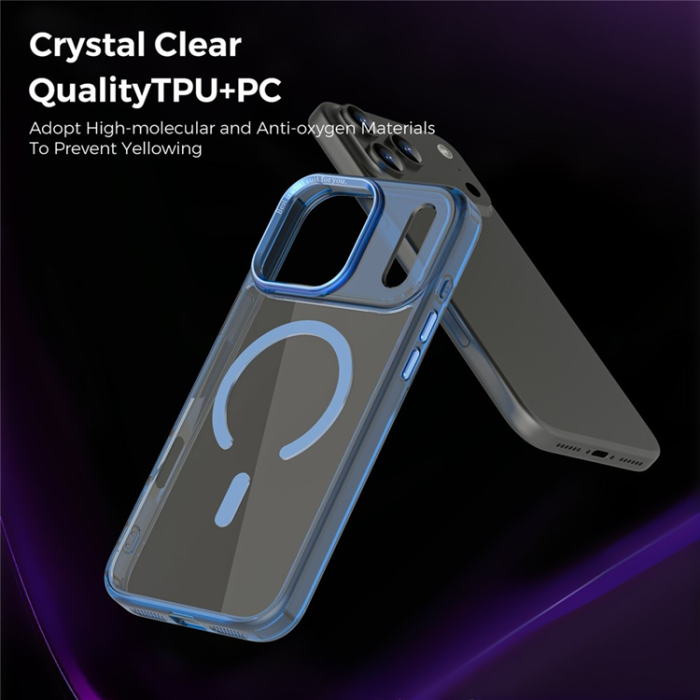 A-One Brand - iPhone 17 Pro Max Mobilskal MagSafe Transparent TPU+PC - Blå