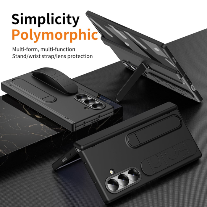 A-One Brand - Galaxy Z Fold 7 Mobilskal Kickstand Armband - Svart