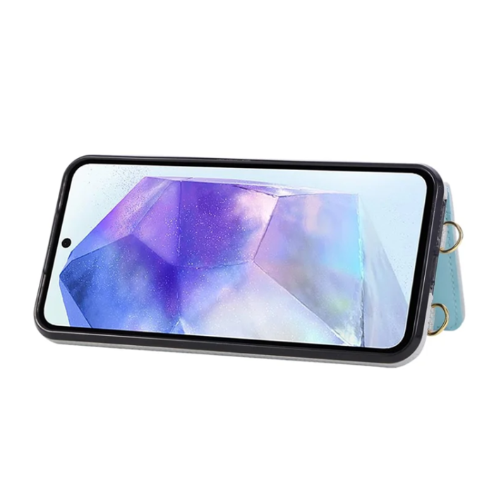 A-One Brand - Galaxy A17 5G/4G Mobilskal Korthållare Kickstand Rhombus - Blå