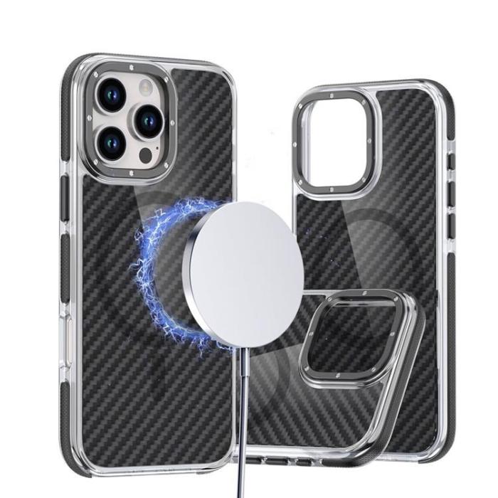 A-One Brand - iPhone 16 Pro Max Mobilskal MageSafe Fiber - Svart