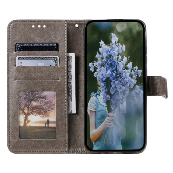 OEM - Galaxy A24 4G Plånboksfodral Imprinted Mandala Flower - Grå