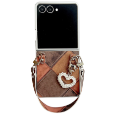 A-One Brand - Galaxy Z Flip 7 Mobilskal Retro Rhombus Med Love Pendant