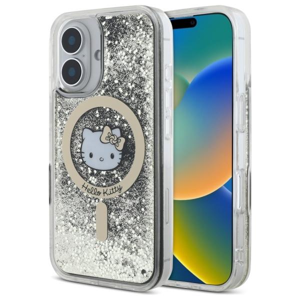 Hello Kitty iPhone 16 Mobilskal MagSafe Liquid Glitter - Svart Guld | 2353 | AlltMobil