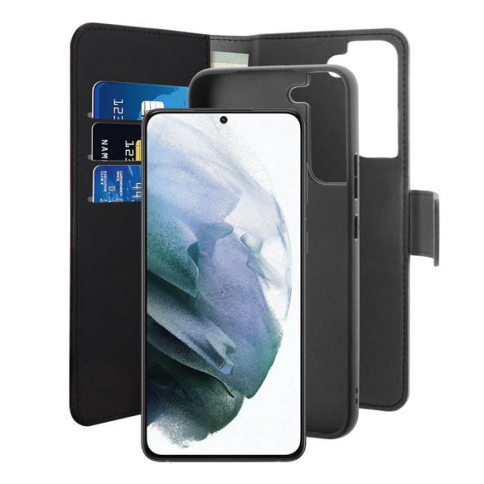 UTGATT - Puro Detachable Läder Fodral Galaxy S22 - Svart