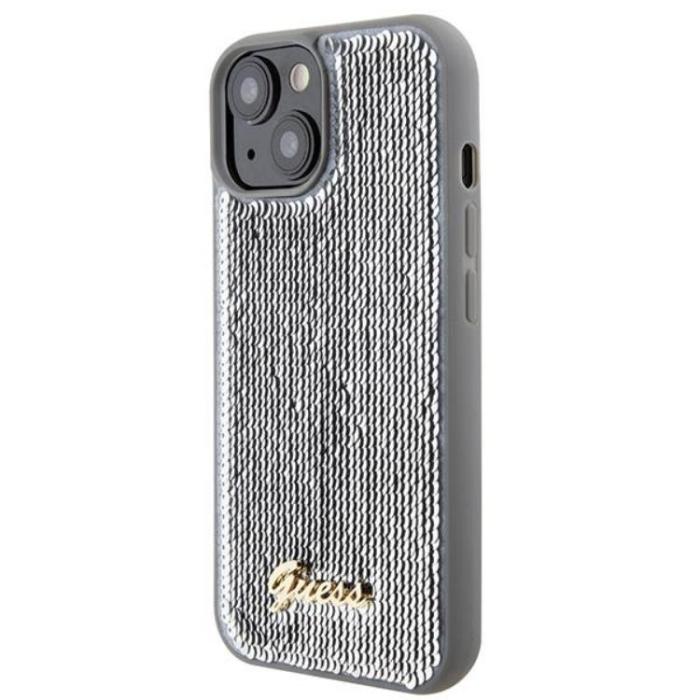 Guess - Guess iPhone 15 Mobilskal Sequin Script Metal - Silver