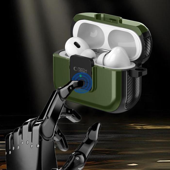 Tech-Protect - Tech-Protect Apple Airpods Pro 1/2 Skal Defender Hook - Olivgrön
