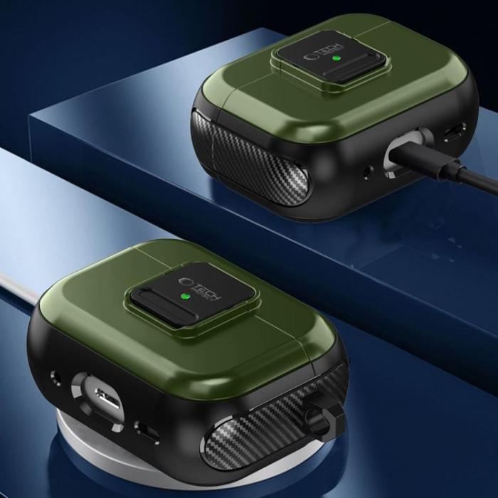 Tech-Protect - Tech-Protect Apple Airpods Pro 1/2 Skal Defender Hook - Olivgrön
