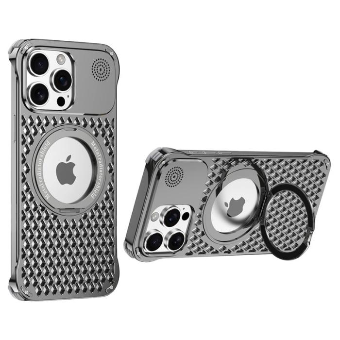 R-JUST - R-JUST RJ64 Mobilskal till iPhone 15 Pro Aluminium Grå Cooling Case