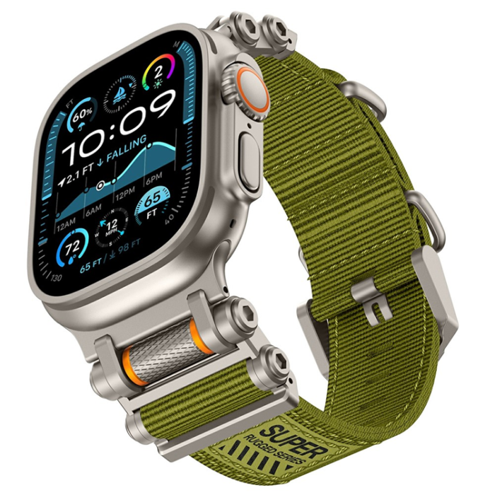 A-One Brand - Apple Watch 42/44/45/46/49mm Armband Nylon - Grön