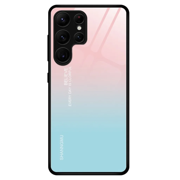 OEM - Galaxy S23 Ultra Skal med strålglans - Gradient Rosa Blå