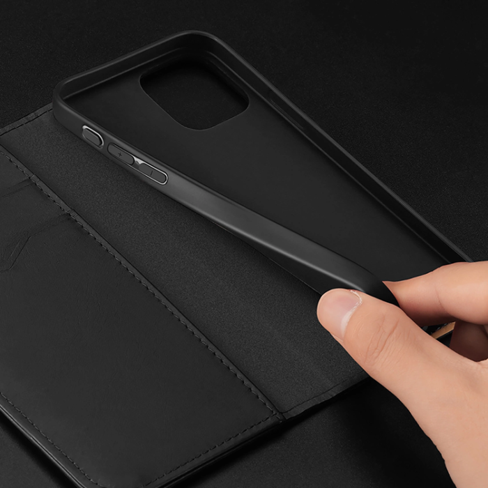 Dux Ducis - Dux Ducis iPhone 16 Pro Max Plånboksfodral Äkta Läder Hivo - Svart