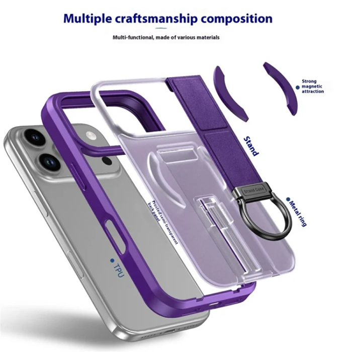 A-One Brand - iPhone 17 Pro Max Mobilskal Magsafe D-Ring Kickstand - Lila