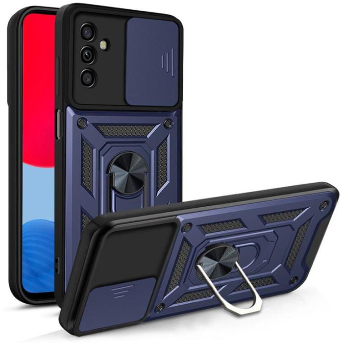 UTGATT - Galaxy A13 5G/A04s 4G Skal med Ringhållare Hybrid Armor Camshield - Blå