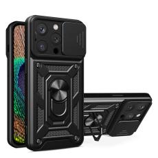 OEM - iPhone 14 Pro Max Skal med Ringhållare Hybrid Armor Camshield - Svart