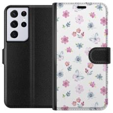 iSecrets - Plånboksfodral till Samsung Galaxy S21 Ultra 5G med Blommor och fjärillar
