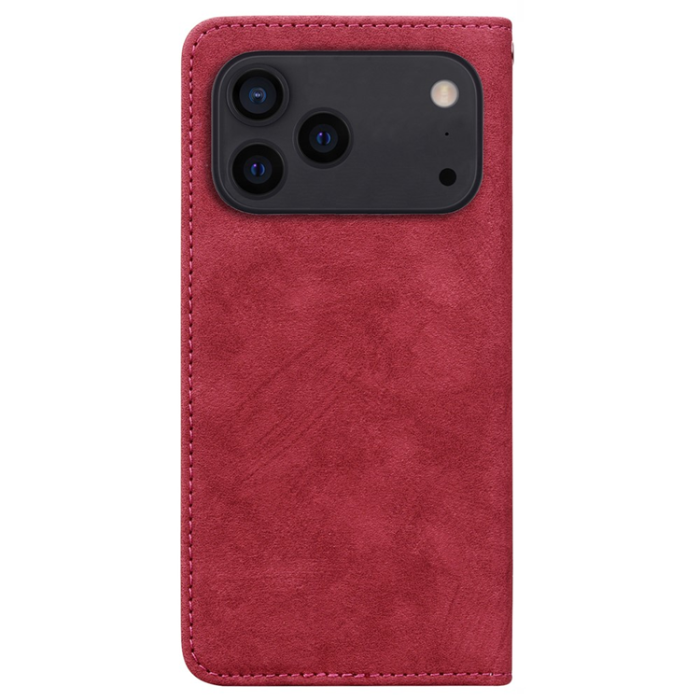 A-One Brand - iPhone 17 Pro Max Plånboksfodral med Rem Lines Pattern - Röd