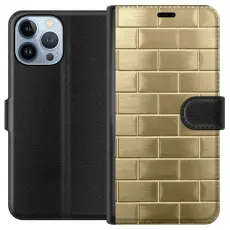 Gustaf - Pl&aring;nboksfodral till Apple iPhone 13 Pro Max med Gyllene Murstenar