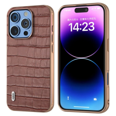 ABEEL - ABEEL iPhone 16 Pro Max Mobilskal Äkta läder Crocodile - Brun