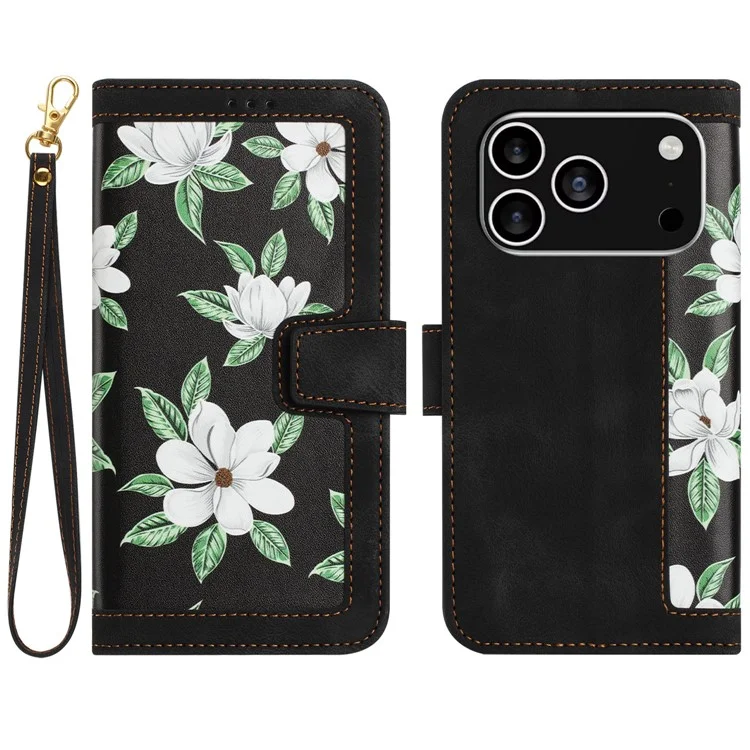iPhone 17 Pro Plånboksfodral Floral Konstläder - Svart | 2353 | AlltMobil