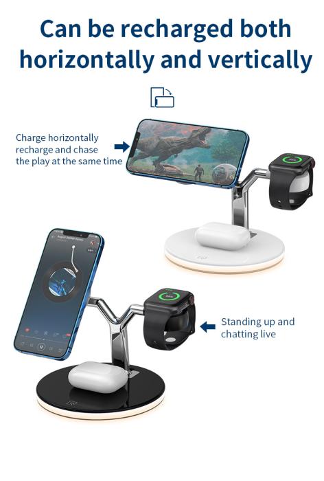 A-One Brand - 3-in-1 Trådlös Laddare Magsafe iPhone 25W, Apple Watch, AirPods - Vit